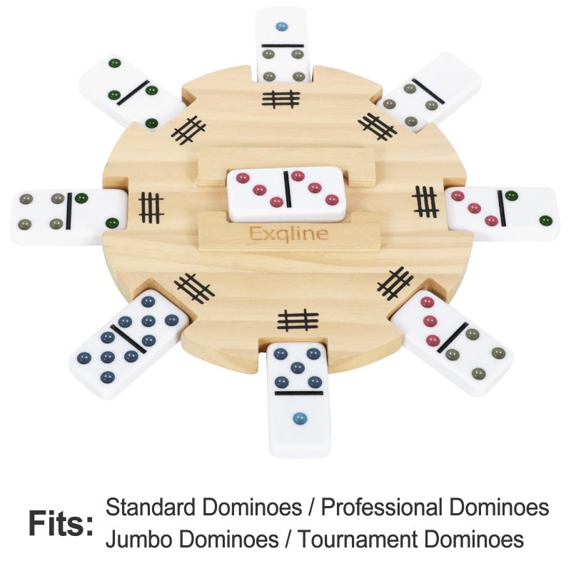 Exqline Wooden Hub for Mexican Train Dominoes with Felted Bottom Mexican Train Centerpiece Made of Superior Pine - Image 5